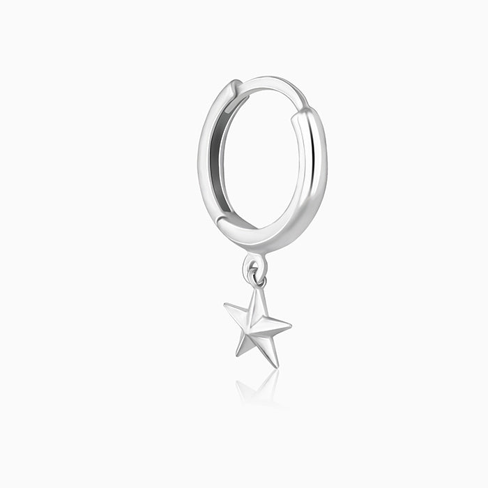Silver Hanging Star Hoop Earring