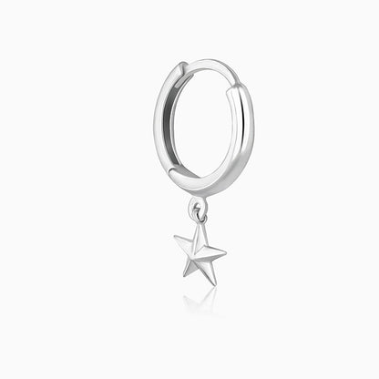 Silver Hanging Star Hoop Earring