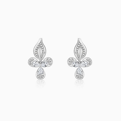 Silver Iris Flower Earrings