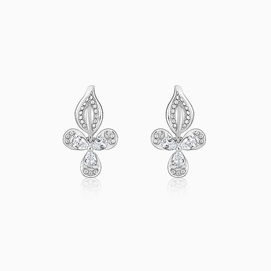 Silver Iris Flower Earrings