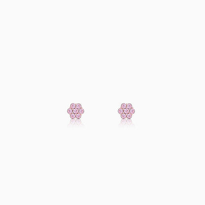 Rose Gold Baby Pink Flower Stud Kids Earrings