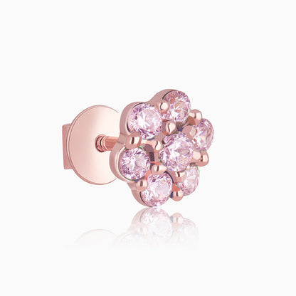Rose Gold Baby Pink Flower Stud Earrings