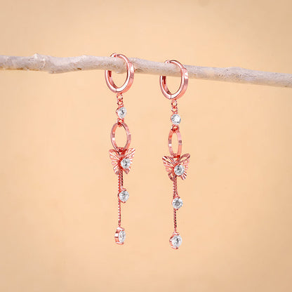 Rose Gold Charming Butterfly Earrings
