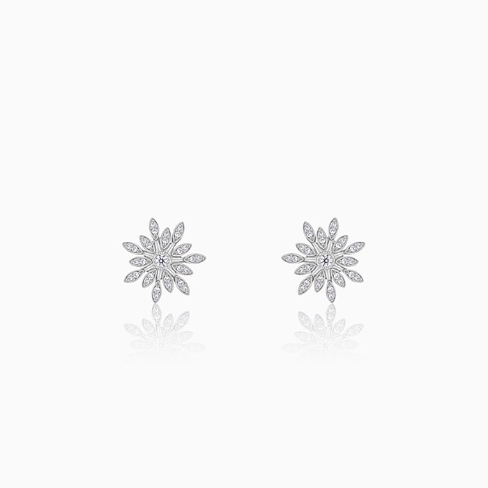 Silver Classic Flower Romance Earrings