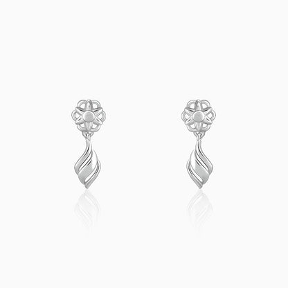 Silver Floral Twist Earrings