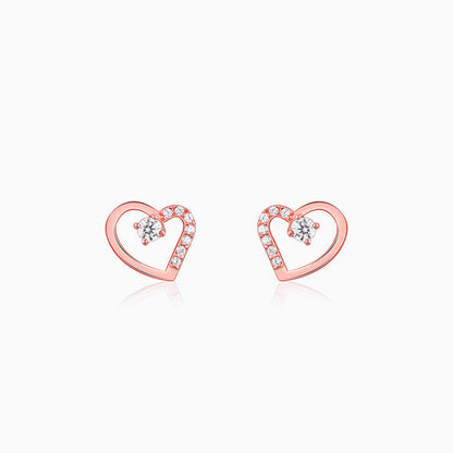 Rose Gold Beautiful Heart Earrings