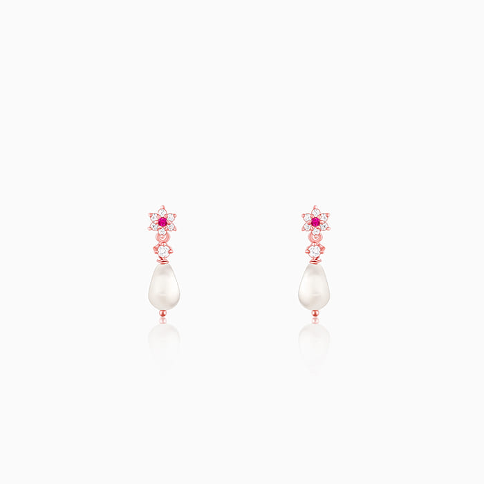 Rose Gold Pearl-Kissed Drop Earrings