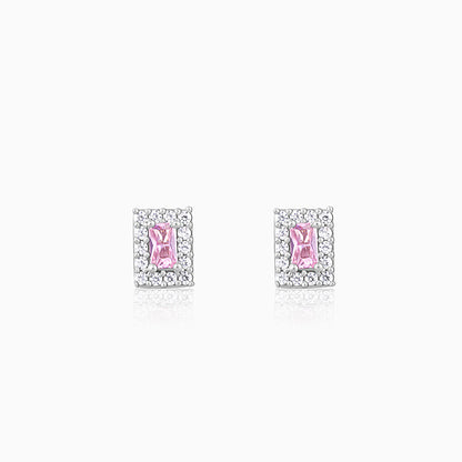 Silver Regal Pink Stud Earrings