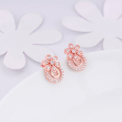 Rose Gold Floral Arch Earrings