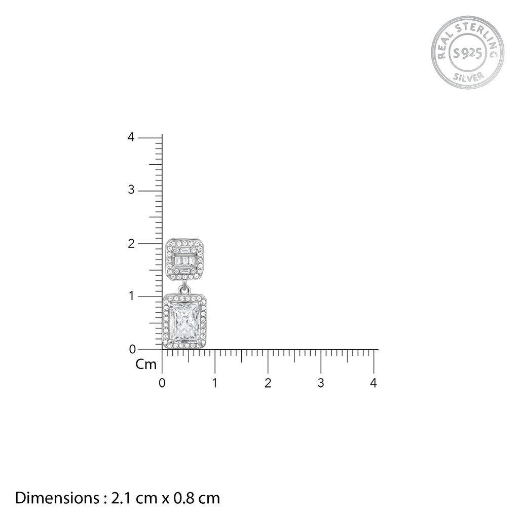 Anushka Sharma Silver Zircon Bold Baguette Earrings