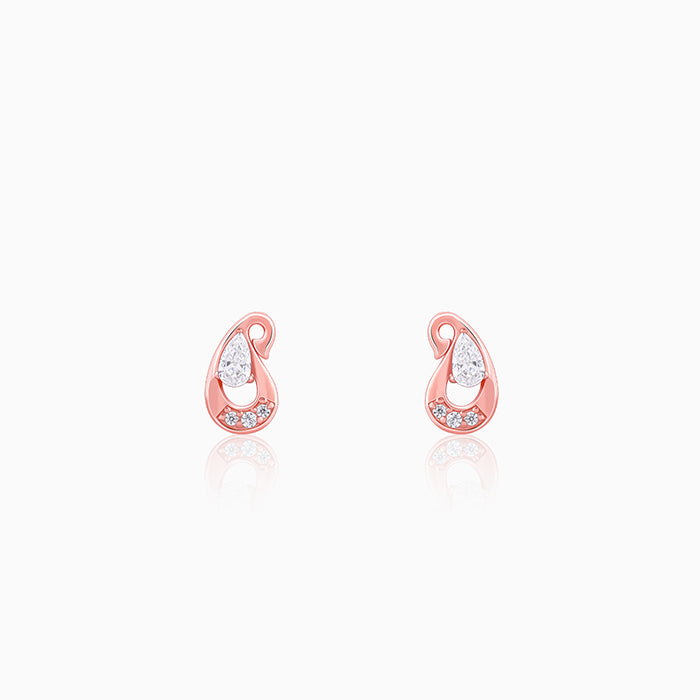Rose Gold Paisley Love Earrings