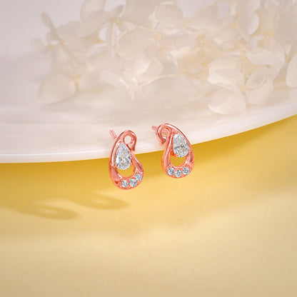 Rose Gold Paisley Love Earrings