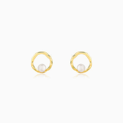 Golden Glimmering Pearl Earrings