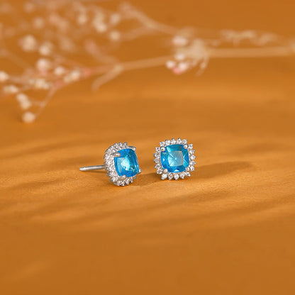 Silver Oceanic Blue Earrings