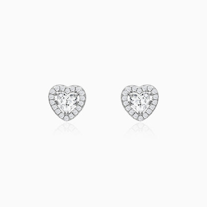 Silver Shimmer Heart Stud Earrings
