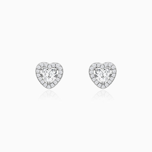 Silver Shimmer Heart Stud Earrings