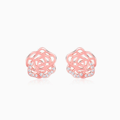 Rose Gold Rosette Filigree Earrings