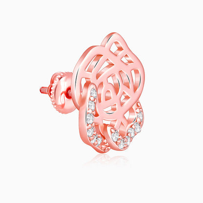 Rose Gold Rosette Filigree Earrings