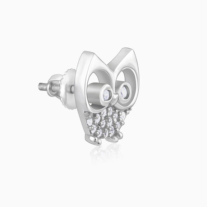Anushka Sharma Silver Sparkling Owl Earrings