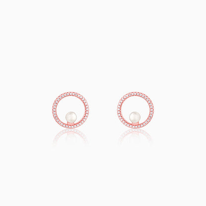 Rose Gold Pearl Halo Earrings