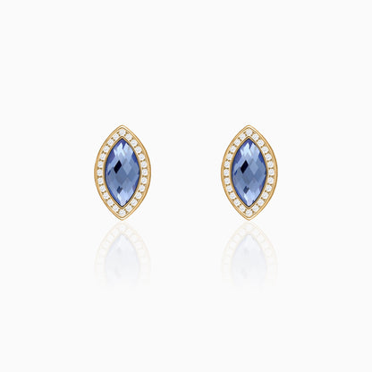 Golden Sapphire Blue Marquise Earrings