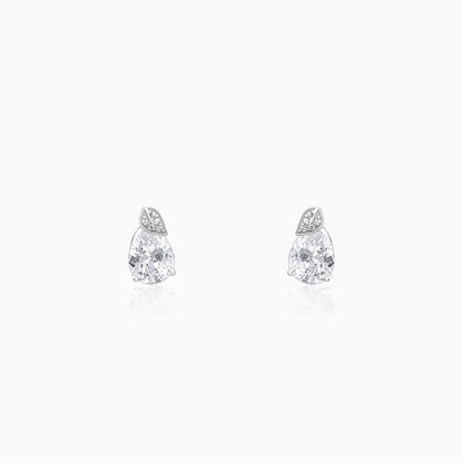 Silver Leafy Teardrop Earrings