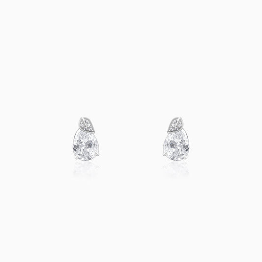 Silver Leafy Teardrop Earrings