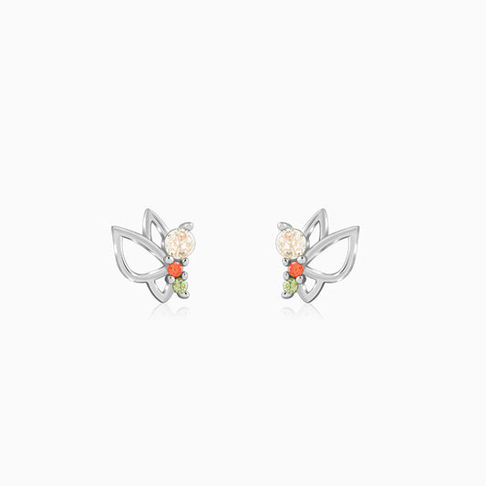 Silver Vibrant Butterfly Earrings