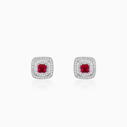 Silver Ruby Elegance Earrings