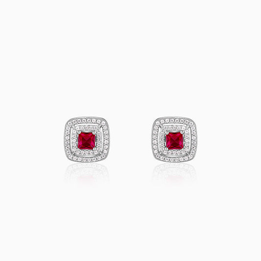 Silver Ruby Elegance Earrings
