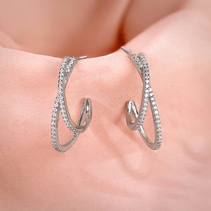 Silver Deserving You J-Hoop Earrings