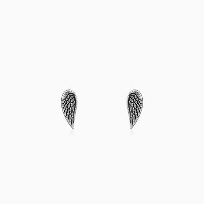 Oxidised Silver Feather Earrings
