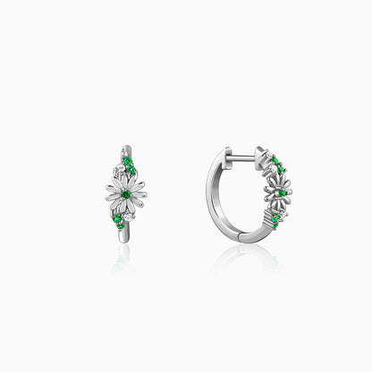 Silver Dreamy Flower Hoop Earrings