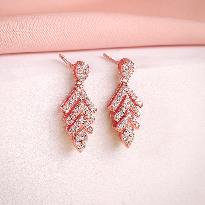 Rose Gold Belle Leaf Earrings