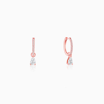 Rose Gold Rain Drop Hoop Earrings