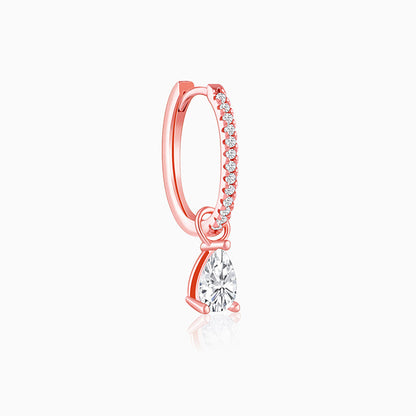 Rose Gold Rain Drop Hoop Earrings