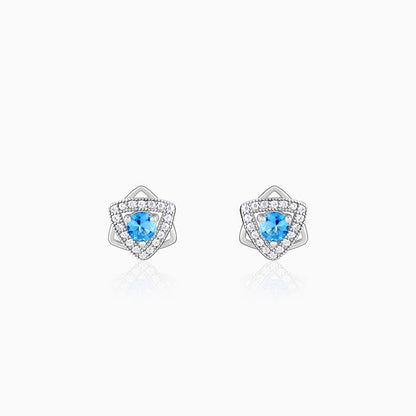 Silver Aqua Blue Star Earrings