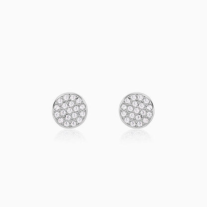 Silver Shimmering Sphere Stud Earrings