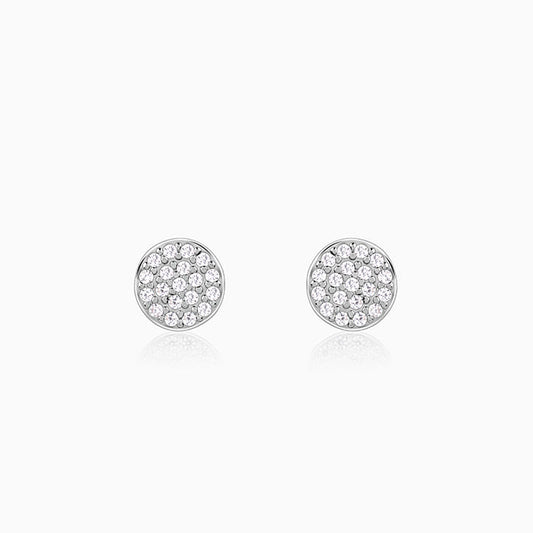 Silver Shimmering Sphere Stud Earrings