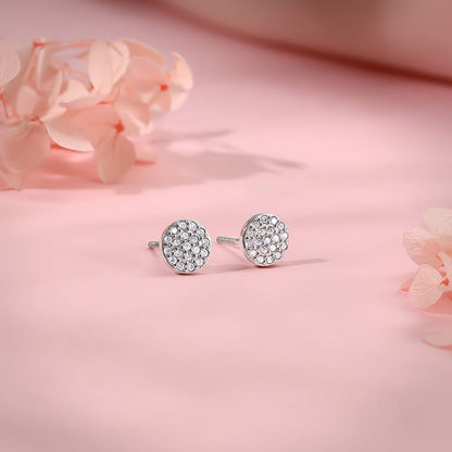Silver Shimmering Sphere Stud Earrings