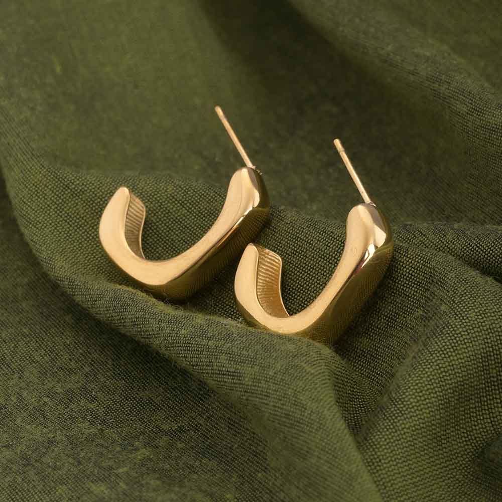 Small Half Square Hoop Earrings