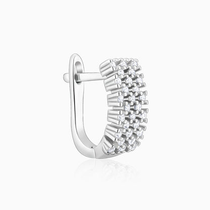 Silver Sparkling Shine Hoop Earrings