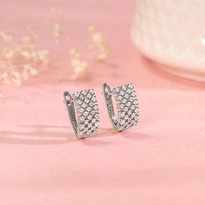 Silver Sparkling Shine Hoop Earrings