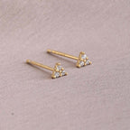 Trinal Solitaire Stud Earrings