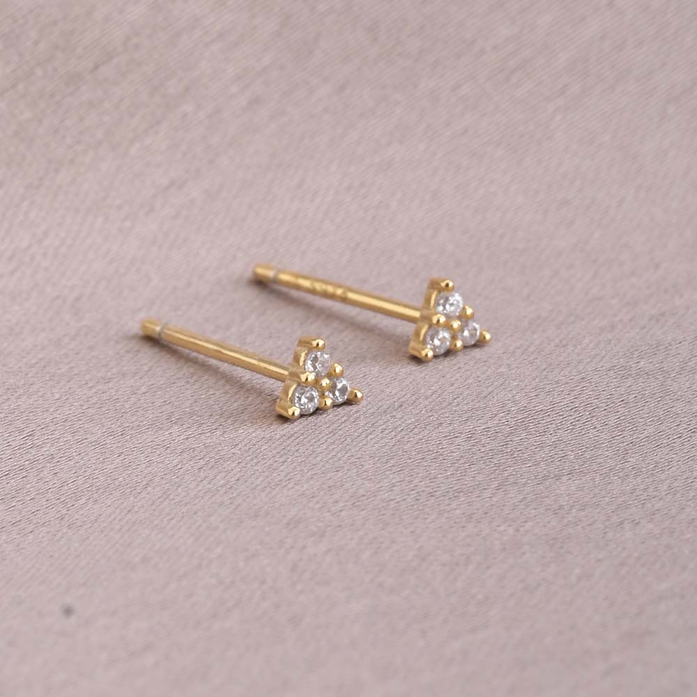 Trinal Solitaire Stud Earrings