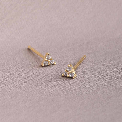 Trinal Solitaire Stud Earrings