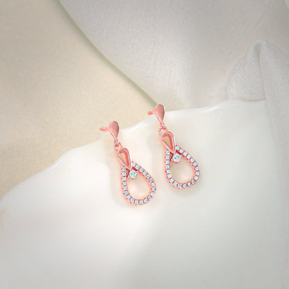 Rose Gold Zircon Drop Earrings