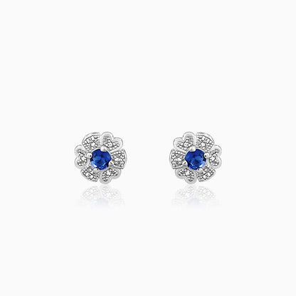 Silver Royal Blue Bloom Studs