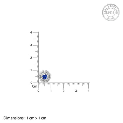 Silver Royal Blue Bloom Studs