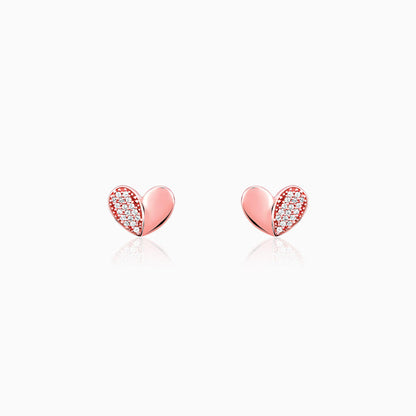 Rose Gold Made for Each Other Stud Earrings